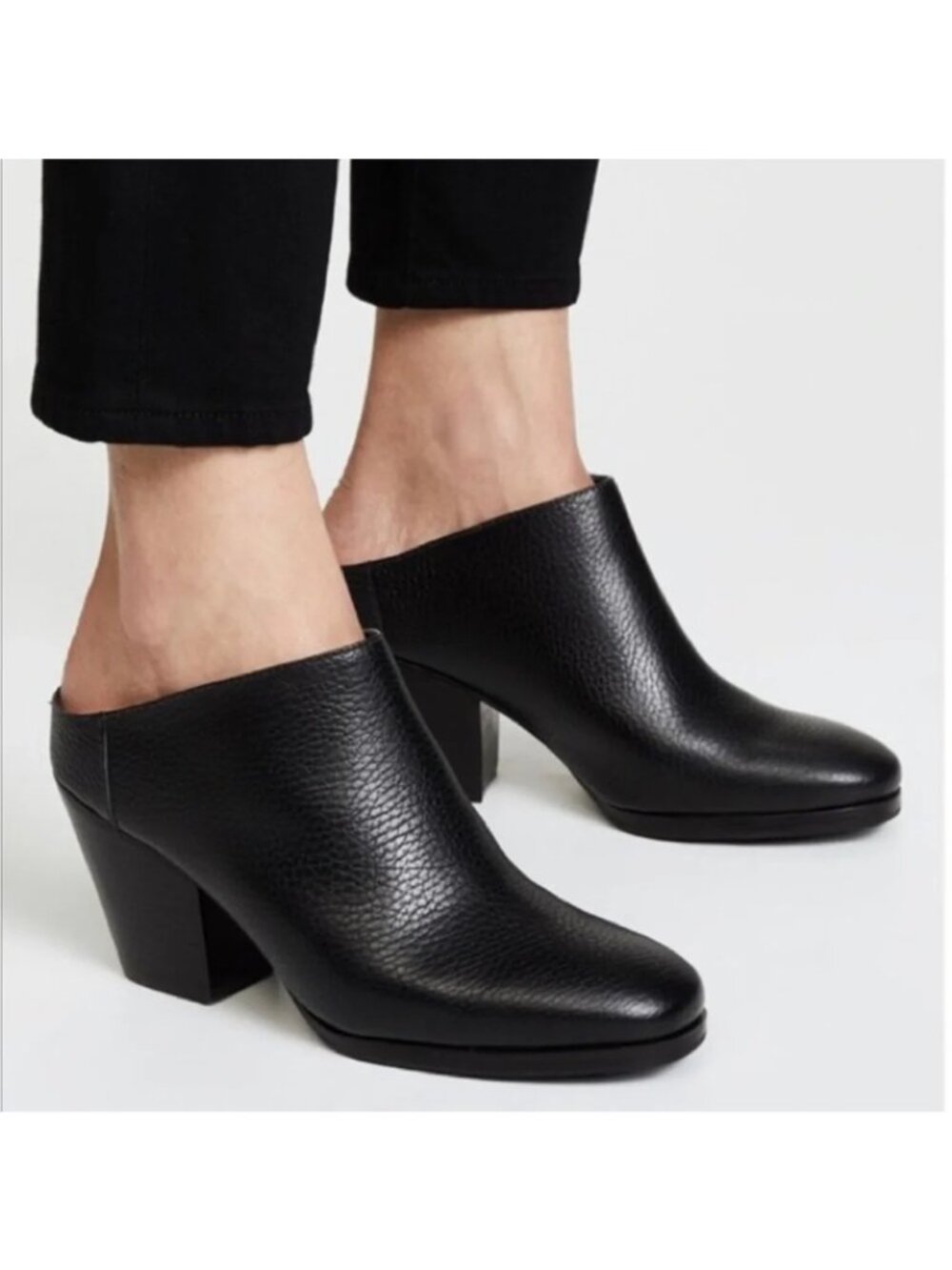 Rachel Comey Mars Pebbled Leather Mule, Black, Size 8.5